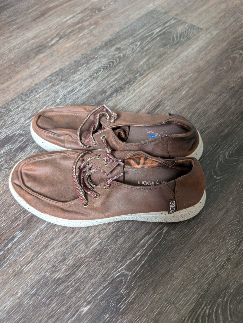 Skechers BOBS Skipper Sandbar Social Brown Faux Suede Slip On Loafers Women’s 8